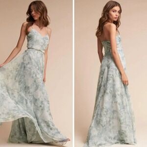BHLDN Jenny Yoo Inesse Dress Size 10 Morning Mist Watercolor Bridesmaid Event